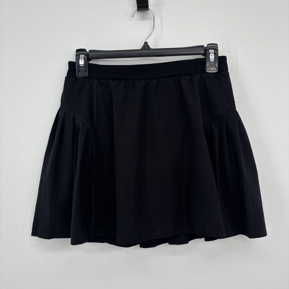 SPANX Get Moving Pleated Black Skort Skirt Women's Size Medium Athletic Tennis